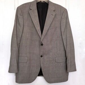 Lands' End Herringbone blazer sport coat Mens 46 Regular Gray Back vent 2 button